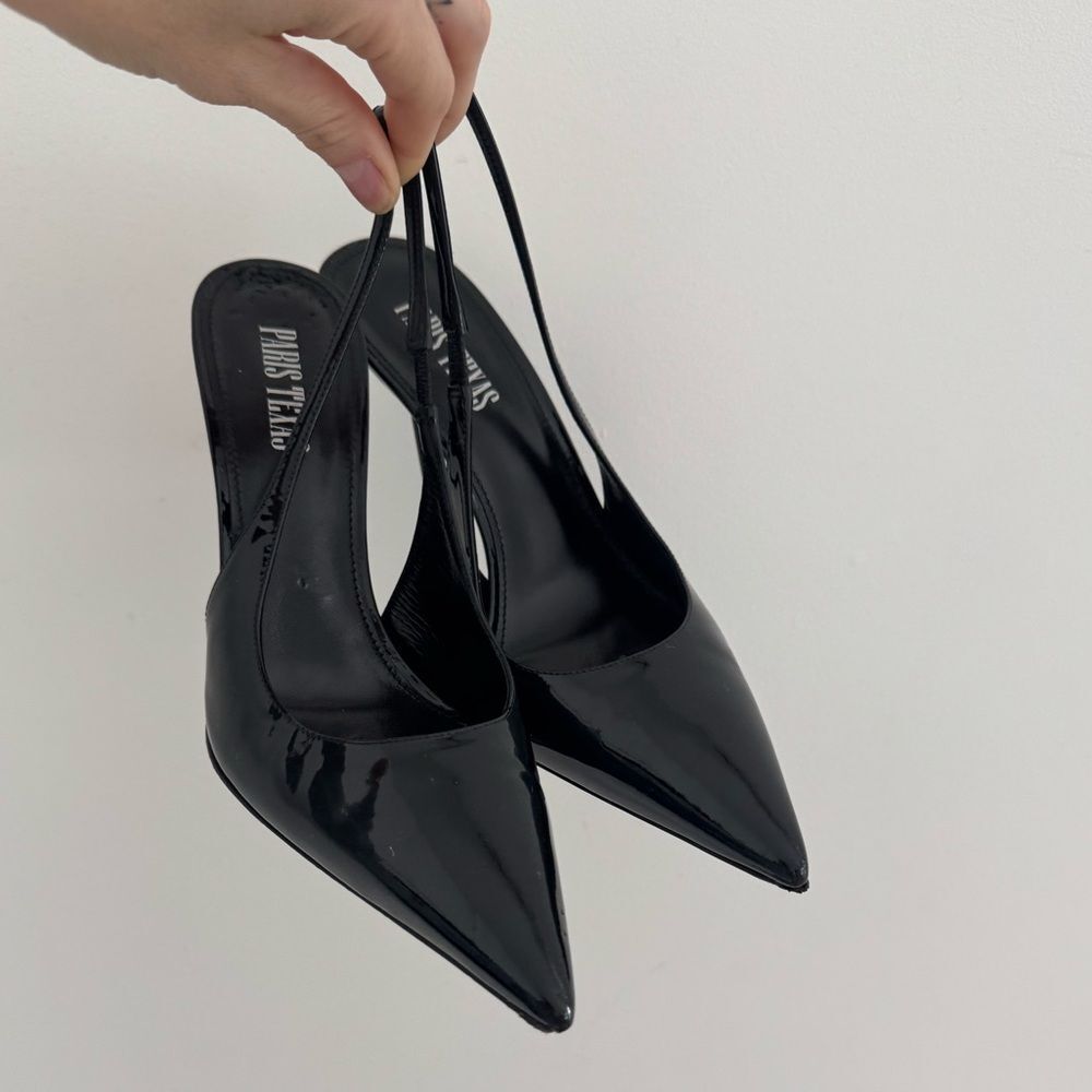 Paris Texas Sleek Black Slingback Heels - Picture 8 of 14
